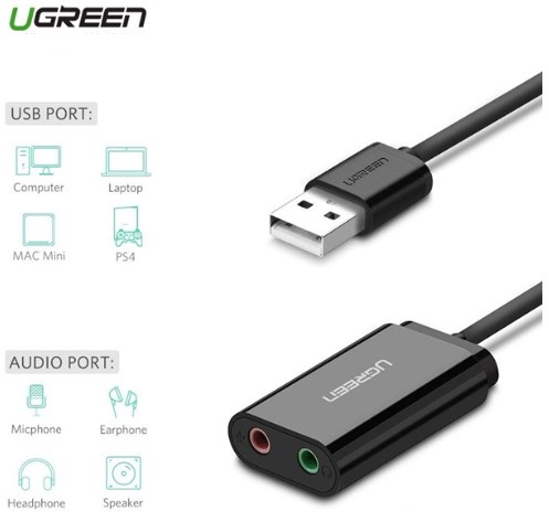 Card sound USB 2.0 to 3.5mm chính hãng Ugreen 30724 cao cấp